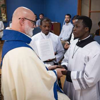 Fr Paul Keller, CMF and seminarian.